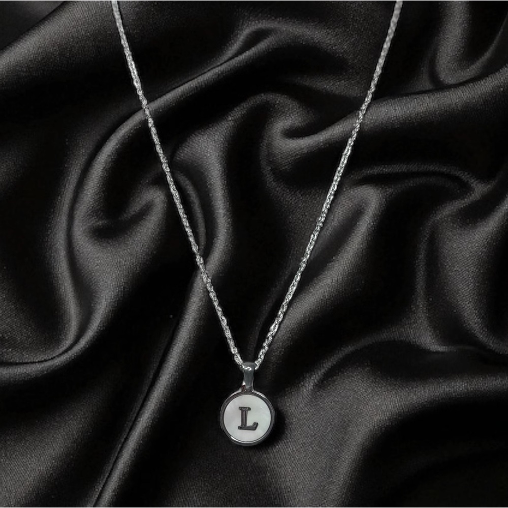 Tavy Bloom Luna Letter Pendant Silver Initial Necklace